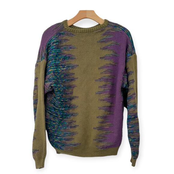 VINTAGE Pronto Uomo | M | Textured Cotton Blend Crewneck Sweater Made in Italy - Picture 5 of 8